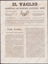 1842 Venezia Il Vaglio nr. 13 Luigi Flangini biografia giornale scienze lettere