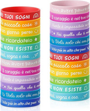24 Braccialetti Bambini Con Frasi Motivazionali, Braccialetti Silicone Colorati 