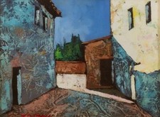 PIETRO VANNI - SCORCIO DI PAESE - OLIO SU TELA