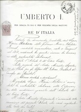 RARO DCUMENTO UMBERTO I BOLLO PASSAPORTO ESTERI ITALIA REGNO NATURALIZZAZIONE IT