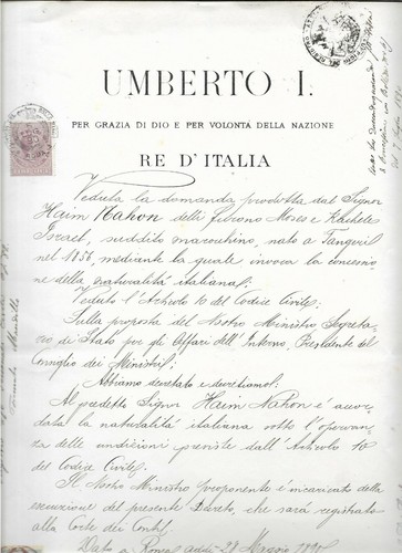 Raro dcumento umberto - i, bollo