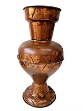 GRANDE ANFORA VASO PORTAOMBRELLI IN RAME BATTUTA A MANO VINTAGE SENZA MANICI