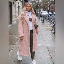 Cappotto donna HOUSE OF CB London rosa orsacchiotto taglia grande L