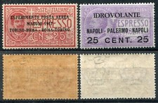 REGNO D'ITALIA 1917 ESPERIMENTO E IDROVOLANTE POSTA AEREA MNH** CAT. 1+2