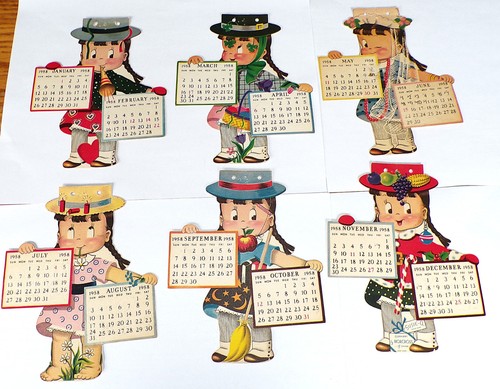 Calendario vintage 1958