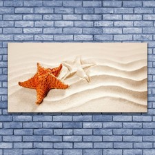 Glass print Wall art 140x70 Image Picture Starfish Sand Art
