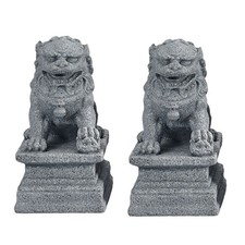 2 Pcs Statue Leone in Pietra