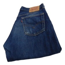 Levi 590 Jeans Relaxed Dritto Blu Vita 33 Gamba 32 W33 L32 Bottone Fly (Q7997)