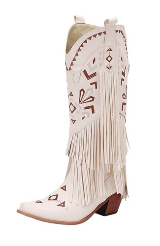 Stivali cowgirl panna frange