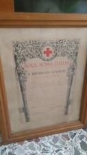 Croce Rossa Italiana grande diploma anni 30 incorniciato originale