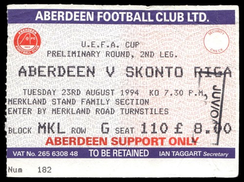Biglietto 1994 aberdeen vs - aberdeen,