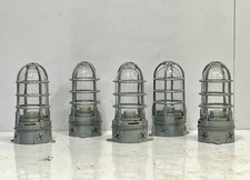 Lotto di 5 plafoniere moderne vintage in alluminio per montaggio a palo