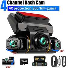 LAMTTO 4 Canali 1080P DashCam 360° Panorama Auto DVR Telecamera 128G Scheda Visione Notturna