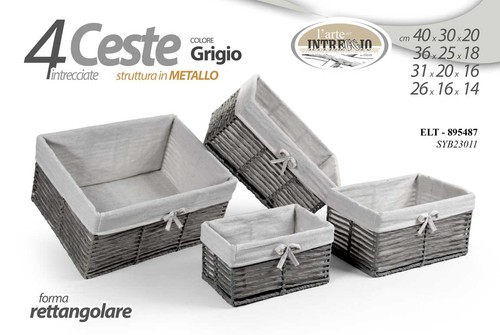 Cestini rettangolari grigio - 4,