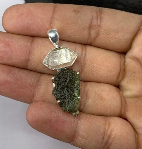 Ciondolo moldavite herkimer - ciondolo,