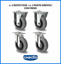 SET 4 Ruota Gomma Ricambio Rotella girevole per carrello mobili moc con freno 