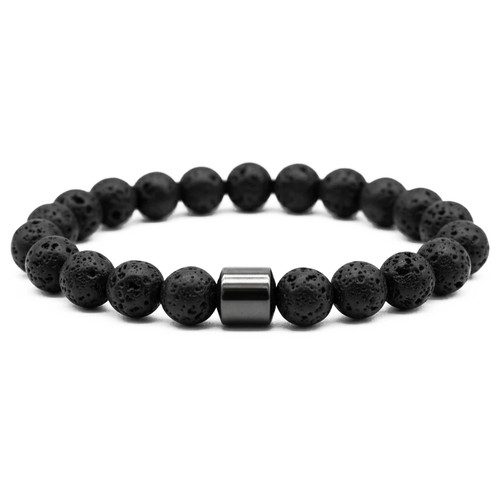 Bracciale pietra lavica nero - pietra,