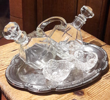 Antico Set Da Tavola Saliera E Olio Aceto In Vetro