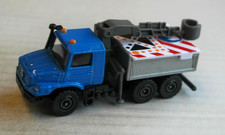 Majorette Mercedes-Benz Zetros camion gru di carico blu/grigio pannello di avvertimento Truck Camion