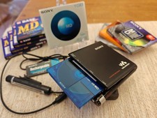 Sony MZ-RH1 nero Hi-MD minidisco walkman set completo con molti extra 