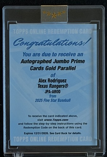 2025 topps five star alex - five,