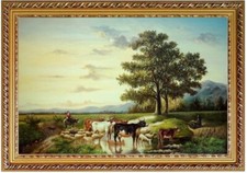 Quadro olio mucche e pecore