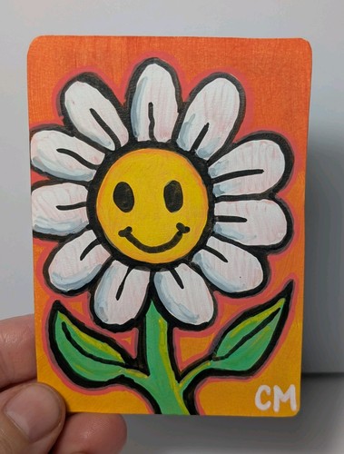 Originale aceo happy flower - aceo,