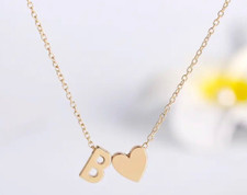 Collana Donna Con Iniziale B Acciaio Collanina Lettera B cuore Pendente