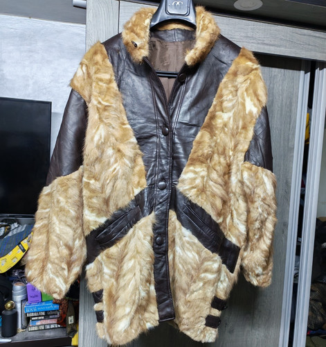Cappotto pelle bionda marrone - pelle,