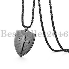 Mens Shield Cross Pendant