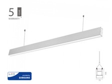 Lampada Led Lineare A Sospensione 60W Corpo Argento Doppia Illuminazione UP-DOWN