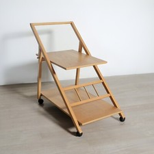 Carrello bar porta vivande vintage anni '70 '80 due ripiani  legno di frassino