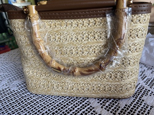 Borsa paglia simil - e, pelle
