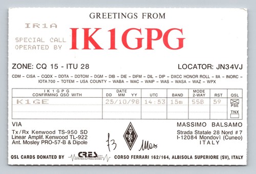 Radioamatore qsl ik1gpg italia - radioamatore,