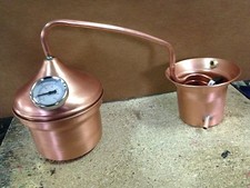DISTILLATORE ALAMBICCO IN RAME 2 LT. A SERPENTINA, + TERMOMETRO E ISTRUZIONI.