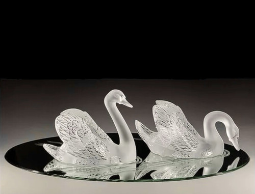 Lalique swans with - lalique, mirror