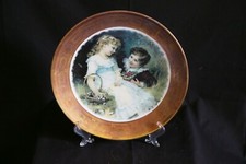 piatto porcellana Bavaria incisione oro zecchino bambini fiori anni 70 80