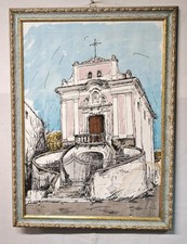 Pietro Lista – Disegno acquerello – Quadro veduta di chiesa – Arte contemporanea