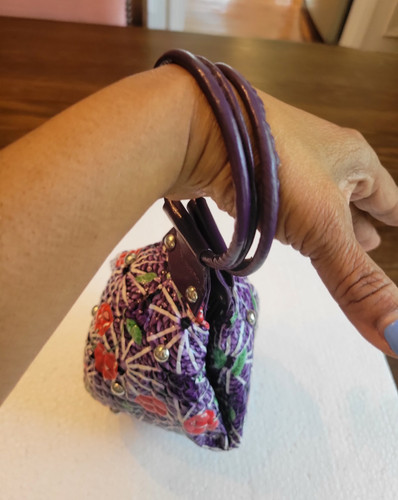 Borsa mano viola multicolore - a,
