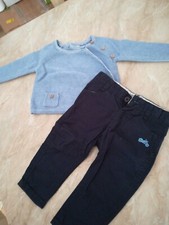 COMPLETO ELEGANTE NEONATO 6-9 MESI, PANTALONE DI TELA E MAGLIONCINO DI COTONE