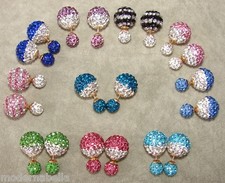 orecchini Doppia pallina Moda BUBBLE Strass shamballa doppio colore Vari Colori