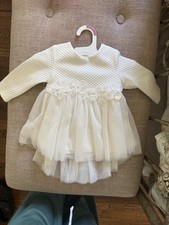 Abito nuovo senza etichette italiano Carlo Pignatelli bambino avorio trapezio/oscillazione tulle con fiocco