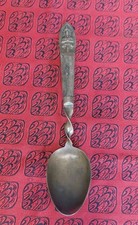 Antico  Cucchiaio Indiano Legno E Ottone Artigianato Orientale 