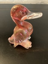 Statuina Archimede Seguso anatroccolo in vetro di Murano rosso rubino - anni '50 alta 3,5"