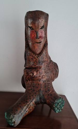 Natural wood sculpture totem - natural,