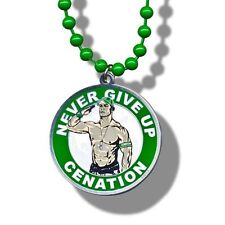 Collana con ciondolo WWE John Cena Never Give Up, perline verdi wrestling