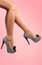 SEXY decolte' tacco 13 n. 38 NERO/BIANCO PIED DE POULE plateau fashion GLAMOUR !