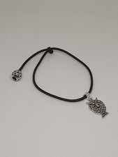 Bracciale Unisex Con Charm Ciondolo Gufo Porta Fortuna Acciaio Color Argento