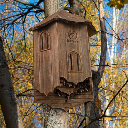 Wooden bat house - wooden, large