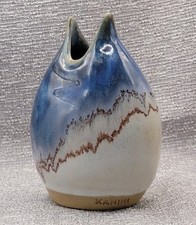 Vaso vintage Kamini Studio arte ceramica-bocca di pesce Grecia rustico smaltato 5,25" greco